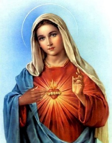 La imagen muestra la Virgen María nos bendiciendo